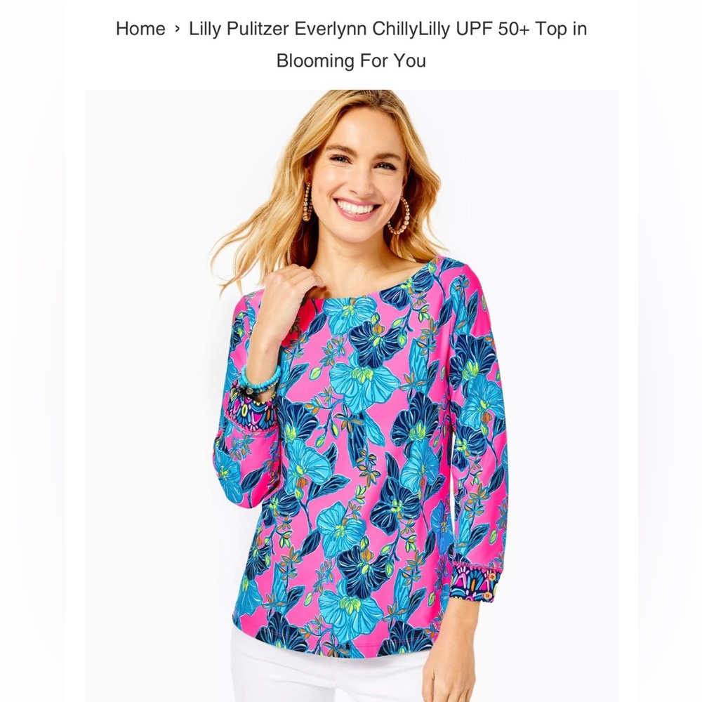 Meryl x Lilly Pulitzer Everlynn Chilly Lilly UPF 50+ Top in Blooming For You